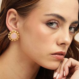 Anouk Gold-Plated Artificial Stones Studded Circular Studs-5