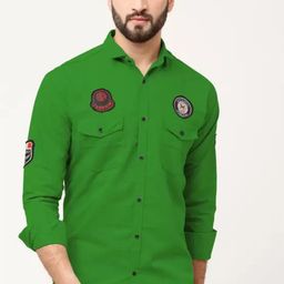 GREENFLAIR Men Classic Fit Spread Collar Solid Casual Shirt-image-96