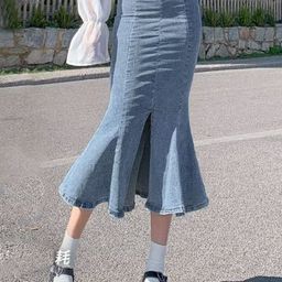DressBerry Front Slit Straight Midi Skirt-image-67