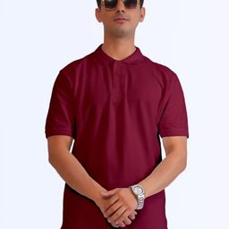 URBAN FLAUNT Men Solid Polo Collar Cotton T-shirt-picture-2