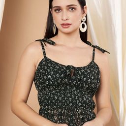 Moda Rapido Floral Print Georgette Wrap Crop Top-picture-30