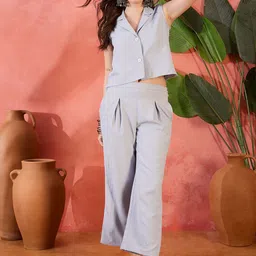 Sangria Self Design Sleeveless Top & Trouser Co-Ords-image-12