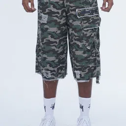 VALKYRE Combat Canvas Unisex Camouflage Printed Loose Fit Jorts Shorts-image-74