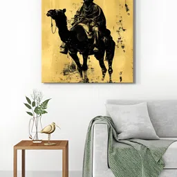 999Store Gold-Toned & Black 1 Piece Canvas Birds and Animals Wall Paintings-85