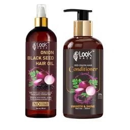 LOOK HAIR Set Of 2 Onion Black Seed Hair Oil - 200 ml & Conditioner - 300 ml-46