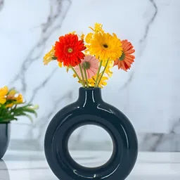The Decor Lane Green Glossy Ceramic Flower Vase-22
