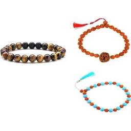 Divine souvenirs Unisex Set Of 3 Artificial Beaded Elasticated Bracelets-4