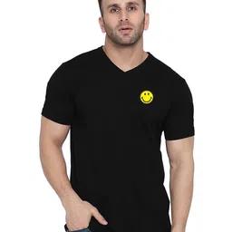 Blisstone Men Solid Self Design V-Neck Applique Slim Fit T-shirt-picture-13