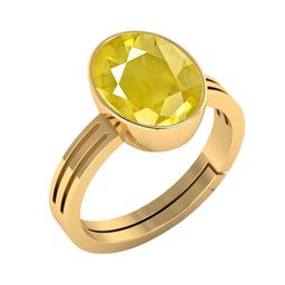 VISHVMA Gold-Plated 5.00 Ratti to 5.50 Ratti Sapphire Pukhraj Gemstone-Studded Finger Ring-picture-0