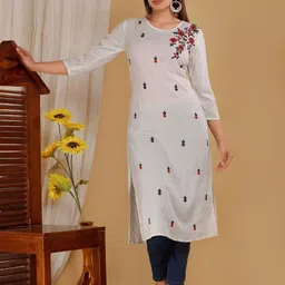 Mehsoos Floral Embroidered Thread Work Straight Kurta image 4