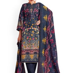 DRAVINAM Trends Floral Printed Pure Cotton Sequinned Unstitched Dress Material-image-50
