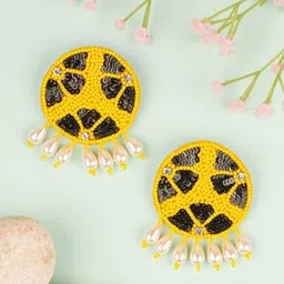 Crunchy Fashion Artificial Beaded Circular Shaped Studs-9