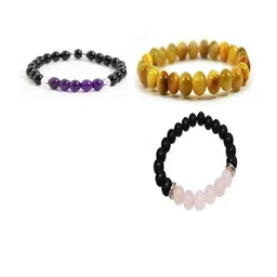 Divine souvenirs Unisex Set Of 3 Artificial Beaded Elasticated Bracelet-43