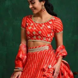 Sangria Leheriya Printed Lehenga Choli With Dupatta-34