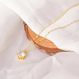 SWASHAA 18K Gold Plated Stainless Steel Perennial Solitaire Pendant With Chain-21
