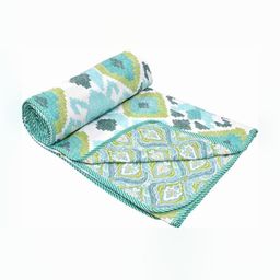 Comfowell White & Green Floral Printed 210 GSM AC Room Cotton Double Bed Dohar-image-46