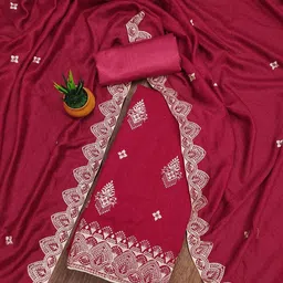 KALINI Embroidered Zari Work Unstitched Dress Material-image-53