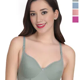 Liigne Pack Of 4 Solid Full Coverage Multiway T-Shirt Bra-34