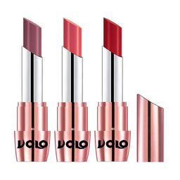 VOLO Set Of 3 Creme Matte Lipstick- 3.5g Each Tomato Red 636 -Plum 637 -Dark Peach 640-22