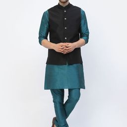 TS LIFESTYLE Men Regular Dupion Silk Kurta with Churidar-image-40