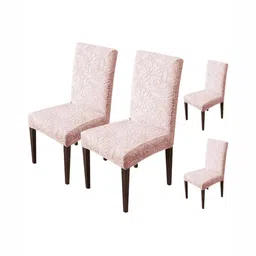 HOUSE OF QUIRK Pink 4 Pieces Floral Dining Chair Covers-image-73