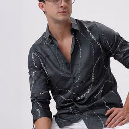 The Collection Classic Slim Fit Printed Satin Casual Shirt-image-24