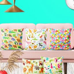 ArtzFolio Multicoloured Set of 5 Square Cushion Covers-42