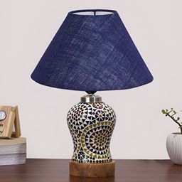 Devansh Blue Wood Traditional Abstract Shaped Table Lamp image 2