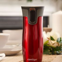 Contigo Red & Black Brand Logo Printed Stainless Steel Spill Proof Water Bottle 470 ML-image-51