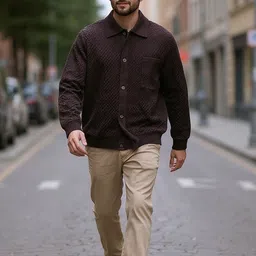 Mast & Harbour Men Textured Cardigan Sweaters-picture-21