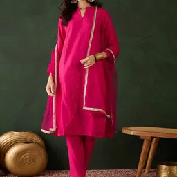 Sangria Embroidered Pure Cotton Kurta Set With Dupatta-picture-20