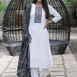 SHREE KHODAL FASHION Ethnic Motifs Embroidered Thread Work Kurta With Trousers & Dupatta-picture-41