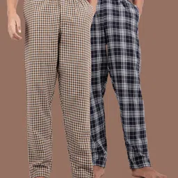 Kryptic Pack Of 2 Checked Pure Cotton Lounge Pants-picture-13