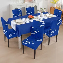 Cortina 7-Pcs Blue & White Printed Chair Covers & Table Cover-picture-13