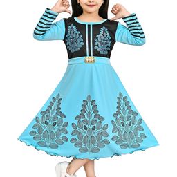 FASSY Girls Ethnic Motif Printed Embellished Fit & Flare Dress-picture-10