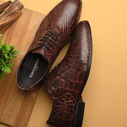 CARLO ROMANO Men Genuine Leather Textured Formal Derbys-image-105