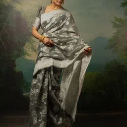 Sangria Ethnic Motifs Woven Design Tassel Saree-image-33