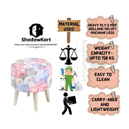 Shadowkart Set Of 2 Pink & White Sitting Mudda Puffy Stool & Ottomans image 2