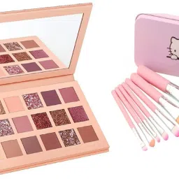 Fashion Nude Eyeshadow Makeup Kit + Hello Kitty Makeup Brushes-4