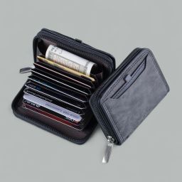 Men & Women Casual Black Genuine Leather RFID Card Holder-image-85