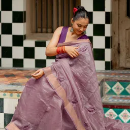 Subham Floral Zari Organza Saree-image-31
