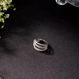 Niscka Rhodium Plated AD Stone Studded Finger Ring-34