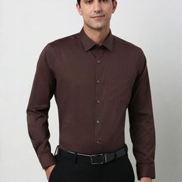 Peter England Elite Striped Pure Cotton Slim Fit Formal Shirt-picture-21