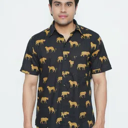 Style Matters Men Standard Fit Spread Collar Conversational Printed Cotton Casual Shirt-image-21