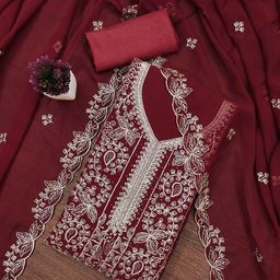 Panzora Geometric Embroidered Unstitched Dress Material-picture-22