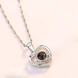 I Love You" Light Projection Heart Pendant Necklace with 100 Languages Alloy Locket-image-57