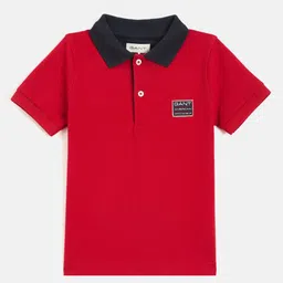 GANT Boys Polo Collar Organic Cotton Raw Edge T-shirt-image-70