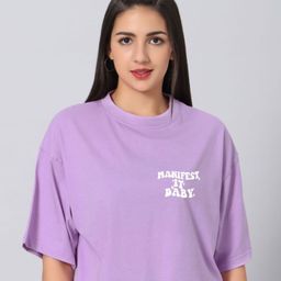 Besick Typography Printed Drop-Shoulder Sleeves Crop T-shirt-image-98