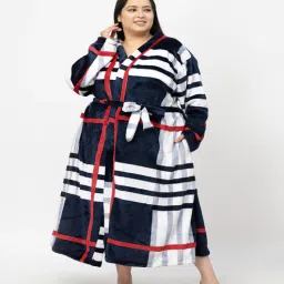 Multicolor Printed Woolen Women Bath Robe With Belt (3XL) By Klotthe-picture-9