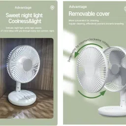 craftify Cordless Rotating Portable Rechargeable With LED Lights 3 Speed Auto Oscillating 5 Star 155 3 Blade Table Fan image 4